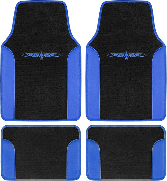 BDK carXS Fresh Two-Tone Carpet Floor Mats, Tribal Tattoo Design by BDK