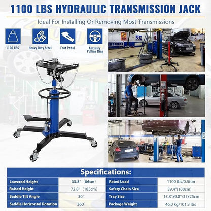 Transmission Jack 1100 LBS Hydraulic Telescoping 2-Stage Lift Jack Stand - Image 5