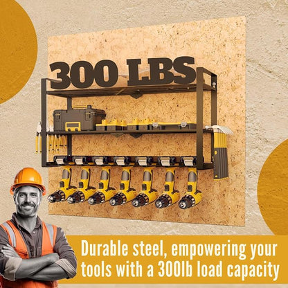 Power Tool Organizer Wall Mount 3 Tier 7 Drill Holders support up to 300Lbs - Image 3