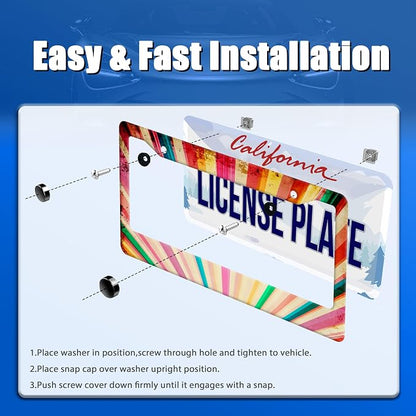 Retro Rainbow License Plate Frame Hippie Rainbow Stripes License Plate - Image 3