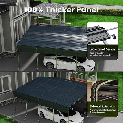 20x20ft Heavy Duty Metal Carport – Outdoor Galvanized Garage, Sturdy Structure - Image 3