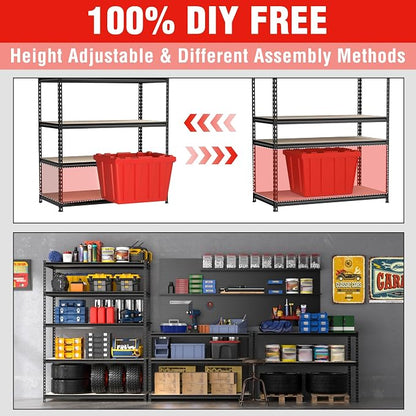 WORKPRO 5-Tier Metal Storage Shelving Unit, 36”W x 18”D x 72”H, Adjustable - Image 6