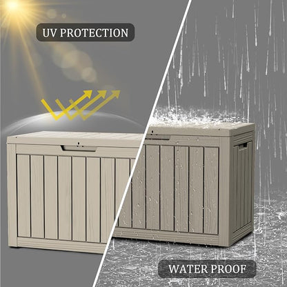 45 Gallon Lockable Resin Deck Box, Waterproof & UV-Resistant Outdoor Storage Box - Image 7