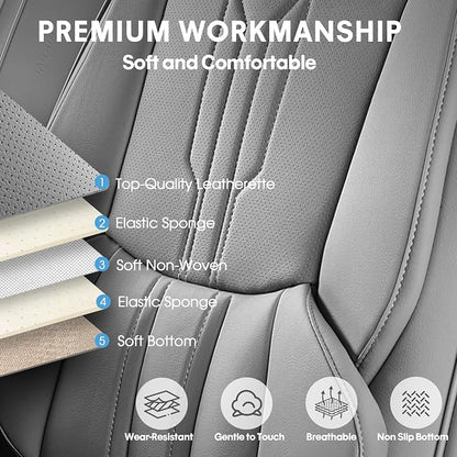 AOOG Car Seat Covers Full Set, Leather Seat Covers - Image 5