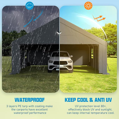 20x20 Carport, Heavy Duty Carport Canopy Garage - Image 6