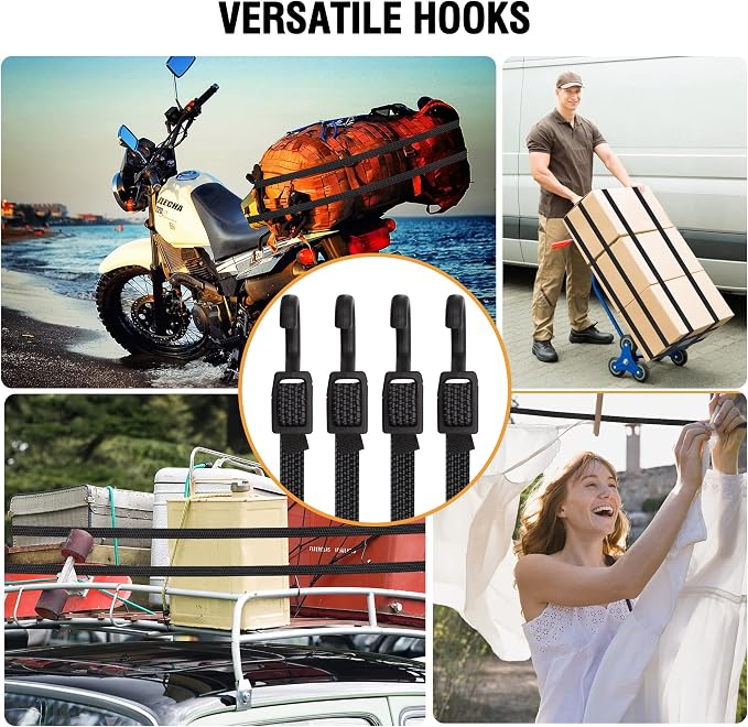 Bungee Cords with Hooks Heavy Duty, Flat Adjustable Bungee Cords with Hooks 80 - Image 6