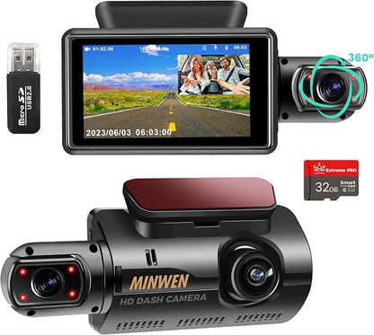 Dual Dash Camera for Cars, Dash Cam Front and Inside, 1440P Dashcam Front + by Fueeicko