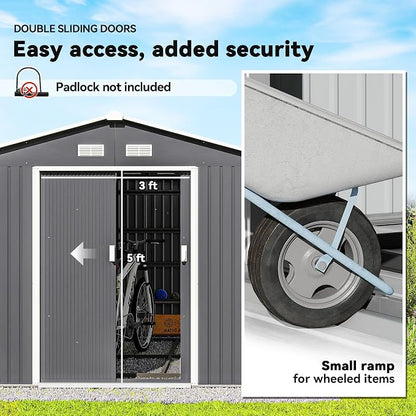 Outsunny 11' x 9' Outdoor Storage Shed, Garden Tool Metal Shed - Image 4