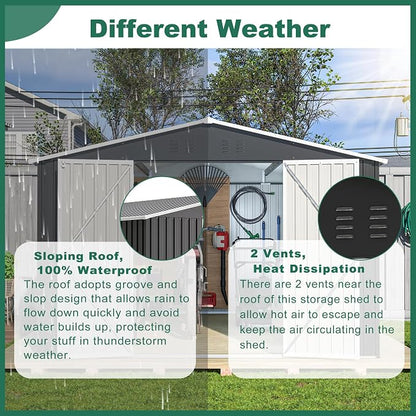 Outdoor Storage Shed 10x12 FT, Utility Metal Tool Storage - Image 3