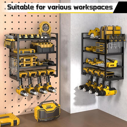 Large Power Tool Organizer Wall Mount, 8 Cordless Drill Holder, 4 Tier Metal - Image 2