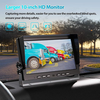 Fookoo Ⅱ 10" 1080P Wired Backup Camera System Kit - Image 2