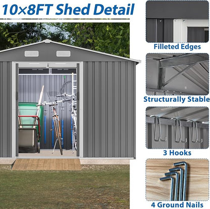 10X8 FT Outdoor Tool Storage Shed - Image 8