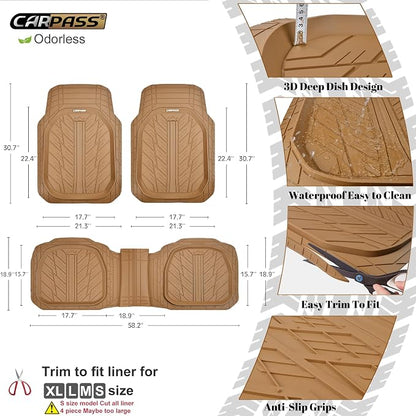 CAR PASS Tire Tread DeepDish Rubber Floor Mats - Image 2