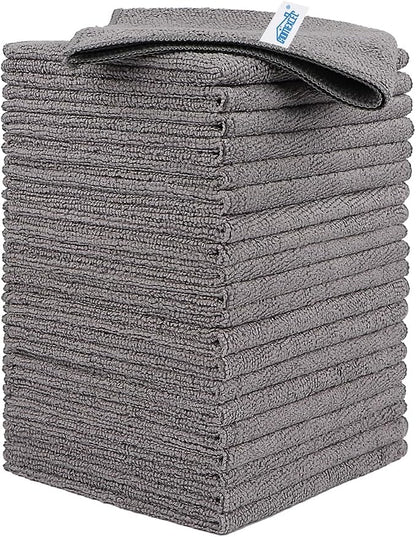 HOMEXCEL Grey Microfiber Cleaning Cloth, 24 Pack Cleaning Towels by HOMEXCEL