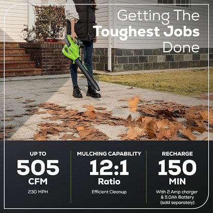 Greenworks 40V Cordless Brushless Leaf Blower/Vacuum - Image 3
