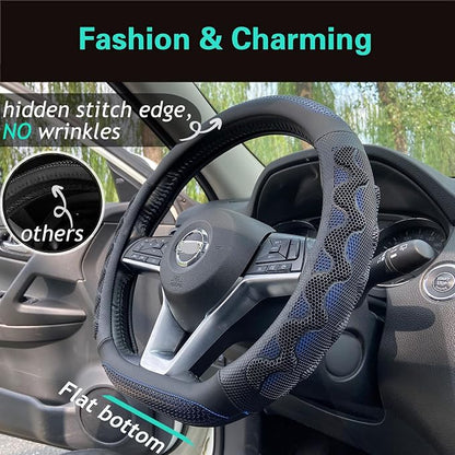 PINCTROT D Shaped 14 Inch Small Sized Steering Wheel Cover Great Grip - Image 2