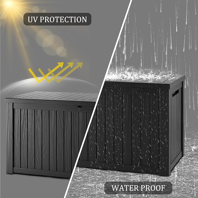 150 Gallon Lockable Resin Deck Box, Waterproof & UV-Resistant Outdoor Storage - Image 3