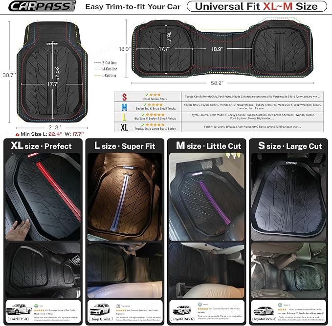 CAR PASS Tire Tread DeepDish Rubber Floor Mats - Image 4