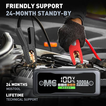 MOSTOOL M6 Car Jump Starter, 3000A Peak 12V Battery Jump Starter Power Pack - Image 5