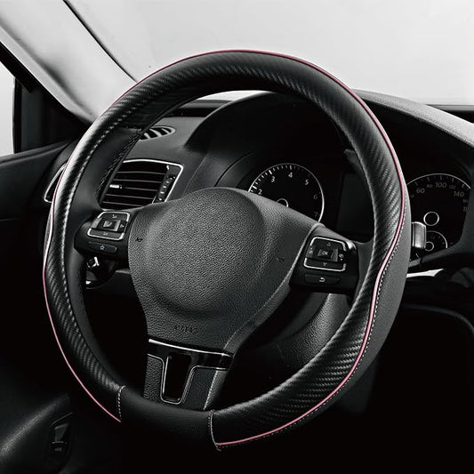 PIC AUTO Steering Wheel Cover, Sports Carbon Fiber and Super Breathable Leather by PICAUTO