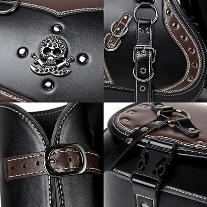 Motorcycle Saddlebags, 30L Leather Waterproof Side Saddle Bags - Image 4