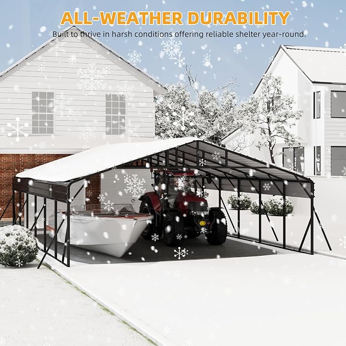 20 x 30 FT Metal Carport with Galvanized Steel Roof, Heavy Duty Metal Roof - Image 5