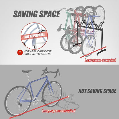 3 Bikes Floor Stand, Adjustable Bicycle Parking Rack - Image 4