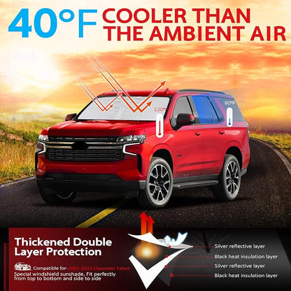 KAYZT Windshield Sun Shade for 2021-2025 Che-vrolet/Chevy Tahoe Foldable - Image 2
