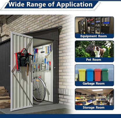Shed Lean to Storage Shed, Outdoor 4' x 8' Metal Wall Side Storage Sheds & - Image 5