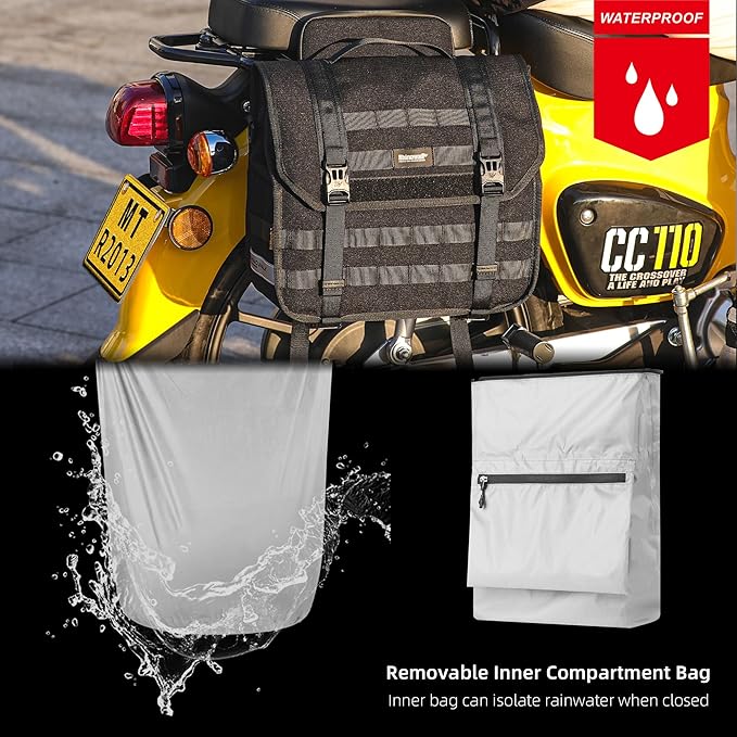 Rhinowalk Motorcycle Saddlebags, Waterproof Saddlebags, Quick Release 13L - Image 3
