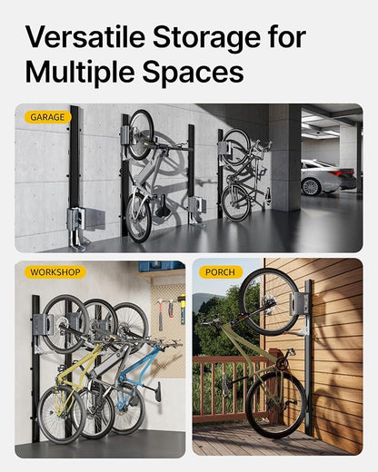 monTEK Automatic Lift EBike Rack – Fits 24-29" Tires, Heavy-Duty Vertical Wall - Image 4