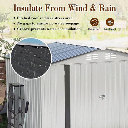 8x5.7x6FT Storage Shed, Outdoor Galvanized Steel Garden Shed - Image 2