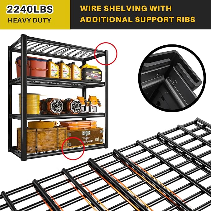 REIBII 40" W Garage Shelving 2240 LBS Storage Shelves Adjustable Metal Shelving - Image 6