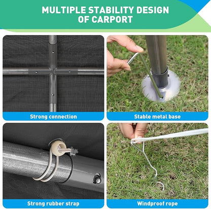 12X20 Ft Heavy Duty Carport Canopy, Portable Garage, Car Tents, Reinforced - Image 5