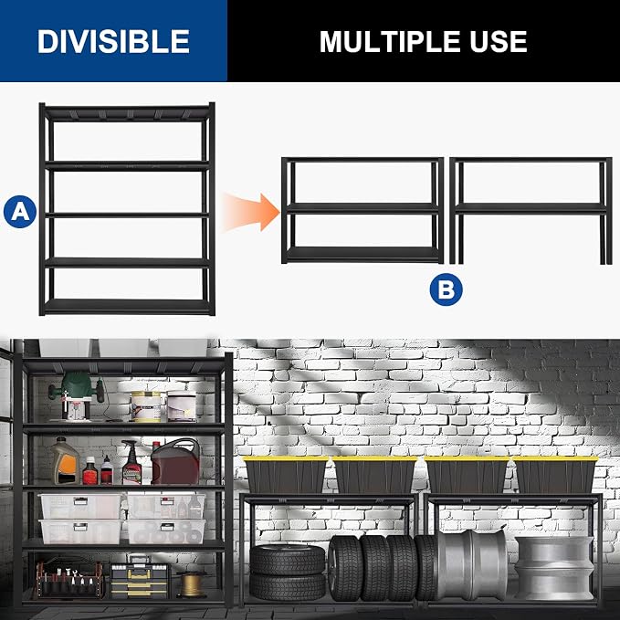 BILT HARD 5-Tier 48" W x 24" D x 72" H Garage Shelving, 3500 lbs Industrial - Image 5