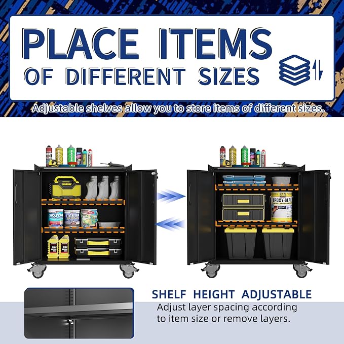 Metal Tool Cabinet, Garage Storage Cabinet System, Wall Cabinet & Locking - Image 5