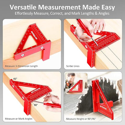 3.8＂Mini 3D Multi-Angle Measuring Square Ruler, WT102A High Precision Hole - Image 3