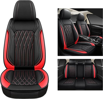 Pariitadin Leather Car Seat Covers Full Pair, Waterproof Faux Leather Seat - Image 4