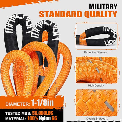 MAIKEHIGH 1-1/8" x 30ft Kinetic Tow Rope, Heavy Duty Recovery Rope - Image 3