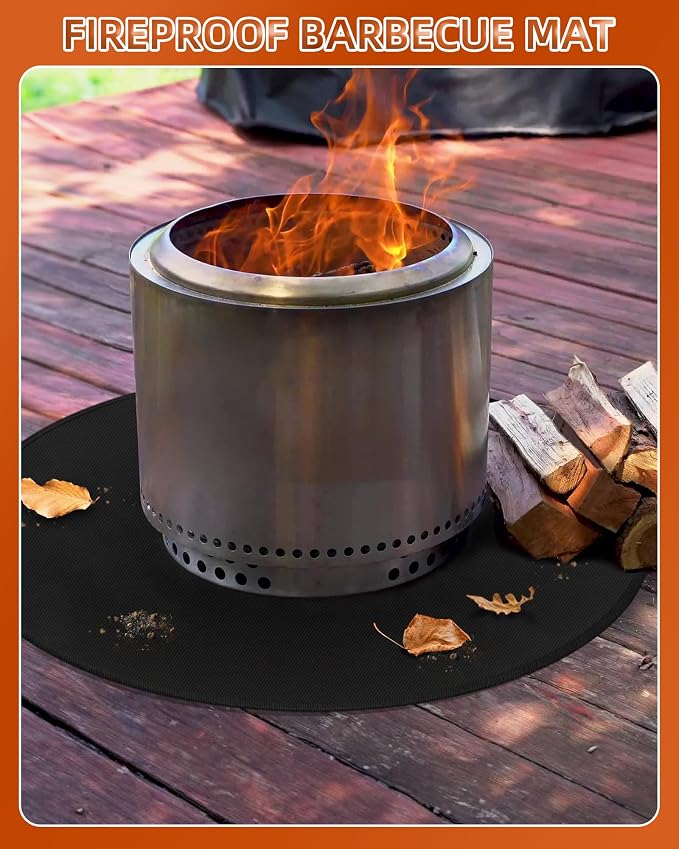 Round BBQ Grill Mat, 36 inches Double-Sided Fireproof Pad - Image 3