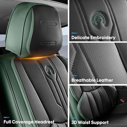 AOOG Front Seat Covers, Car Seat Covers Front Seats, Leather Seat Covers - Image 3
