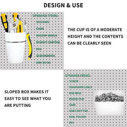 6 Sets Pegboard Bins Cups with Hooks Loops, Pegboard Hooks Assortment, Hooks - Image 2