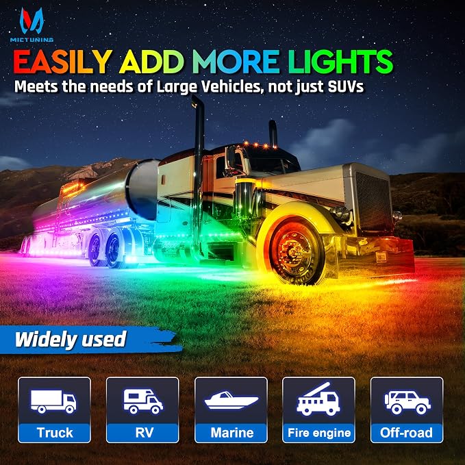 MICTUNING C2 MAX RGB+IC Chasing Color Rock Lights - Image 4