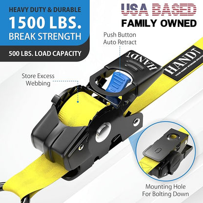 HandT USA Based Retractable Ratchet Straps 1in x 6ft - Image 2