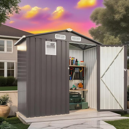 6 x 4 FT Outdoor Storage Metal Shed, Bike Garden Tool Shed by Unknown