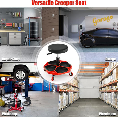 IRONMAX Rolling Mechanic Stool, Adjustable Shop Stool Creeper Seat - Image 8