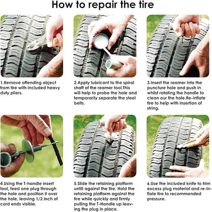 Tyre Repair Kit, Universal Repair Tool Kit to Fix Punctures and Plug Flats Tire - Image 4