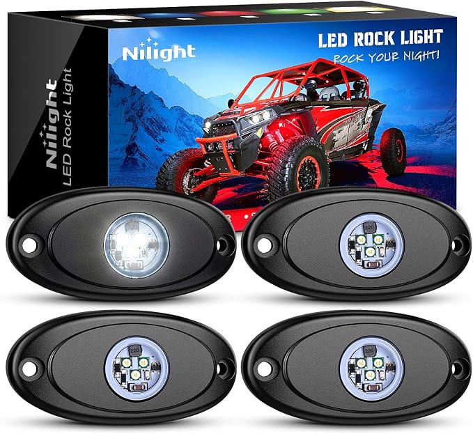 Nilight LED Rock Light 4PCS Underglow Wheel Well Pods Waterproof Exterior by Nilight