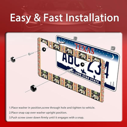 Tribal Elephant License Plate Frame Boho Animal License Plate Frames Funny Auto - Image 3