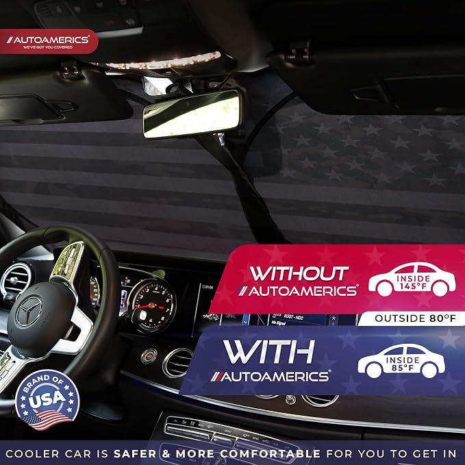 Autoamerics 1-Piece Windshield Sun Shade ERDL Camo American Flag USA Design - Image 7